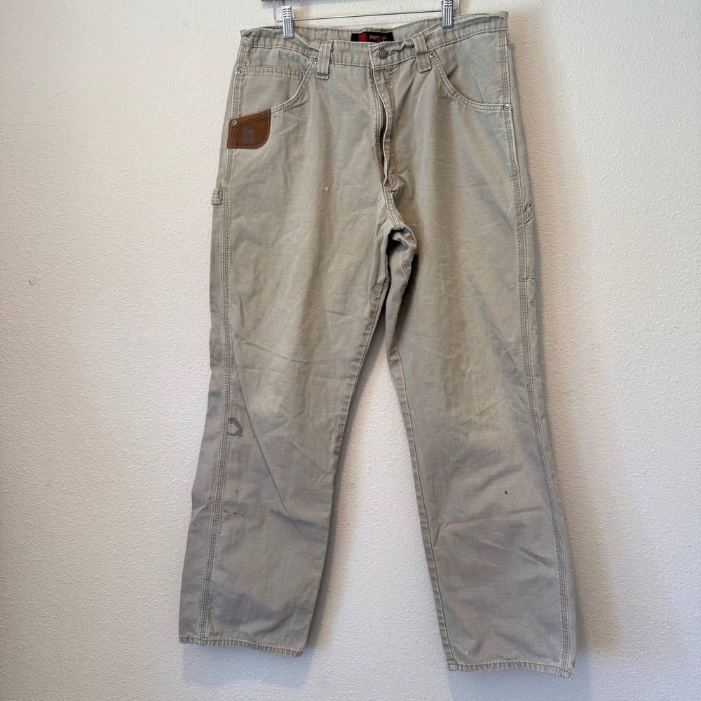 Wrangler Riggs Workwear‎ Ripstop Carpenter Pants Khaki Tan Mens Utility 3W020LD